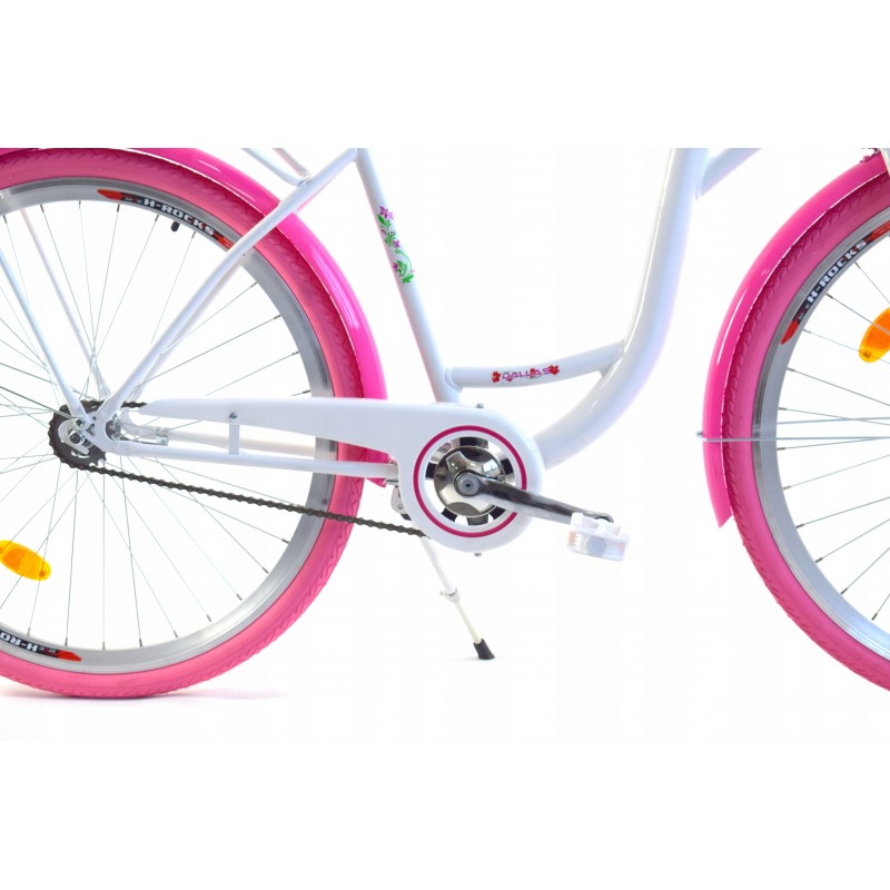 Damski rower miejski 26 DALLAS 3 spd biało-różowy - MAR-COR